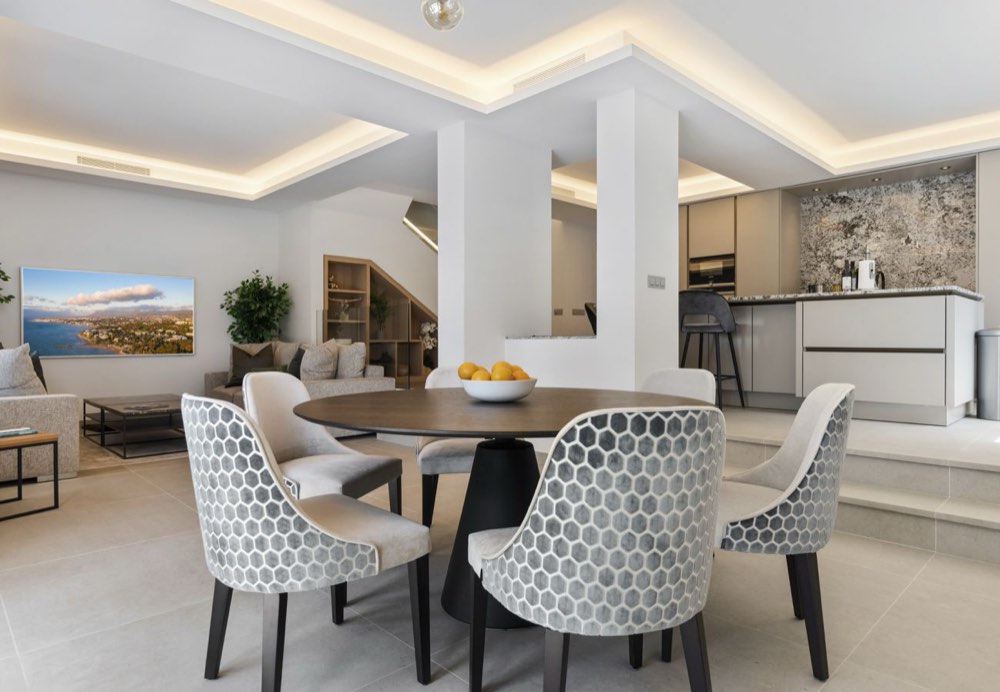 Open-plan living and dining area